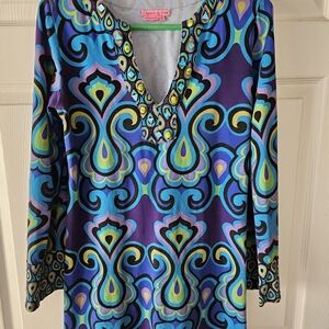 Lilly Pulitzer Purple Multi V-Neck Tunic